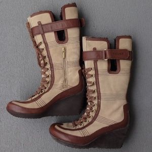 Size 7.5 Tsubo Sabin Wedge Boots, Faux Fur Lined